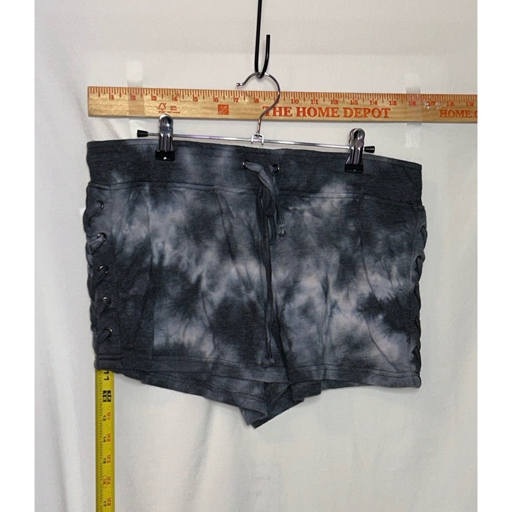 Vanilla Star Womens Grey Tieā Dye Lace Up Side Lounge Shorts Large AIK3007-005